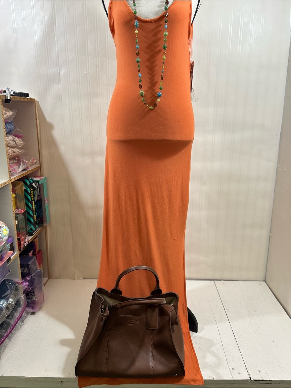 Women's Orange Sleeveless Maxi Dress